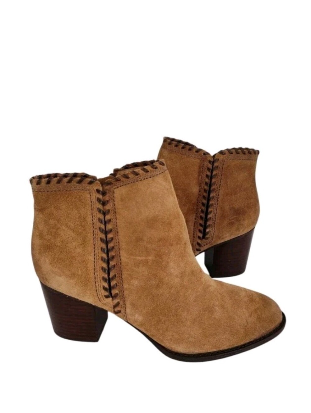 Sofft Wilton Whipstitch Ankle Boots Size 9.5 Brown Side Zip Bootie Block Heel